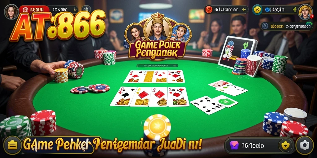 Screenshot gameplay Poker AT866 menampilkan meja permainan yang seru.