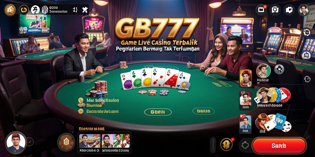 Screenshot GB777 menampilkan dealer langsung dan meja permainan yang menarik.