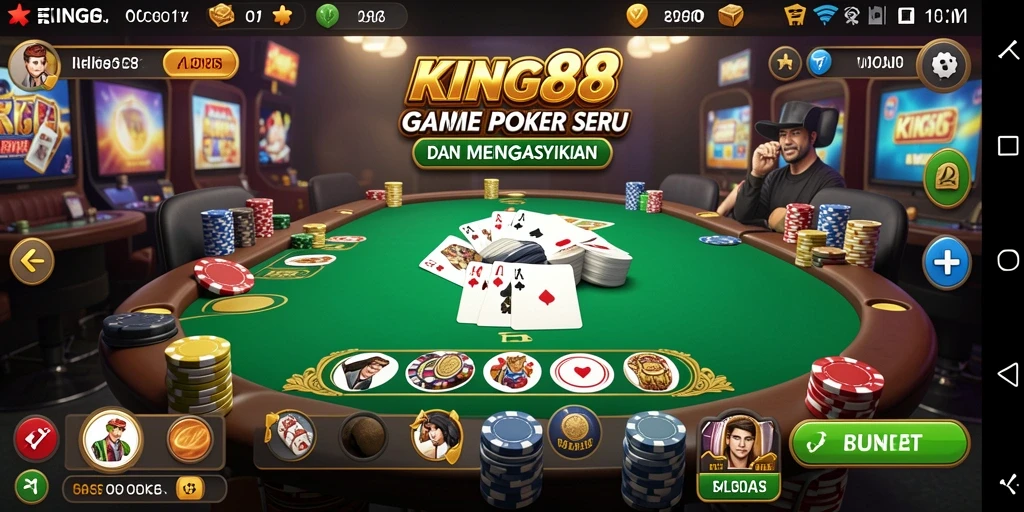 Tampilan gameplay KING88 dengan pemain yang beradu strategi poker.