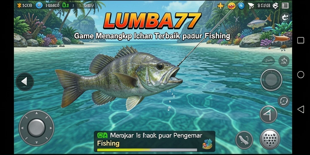 Tampilan gameplay LUMBA77 saat menangkap ikan di laut