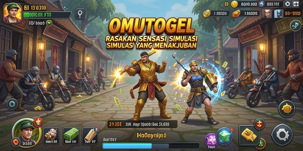 Screenshot OMUTOGEL menunjukkan gameplay simulasi yang mendalam dan interaktif.