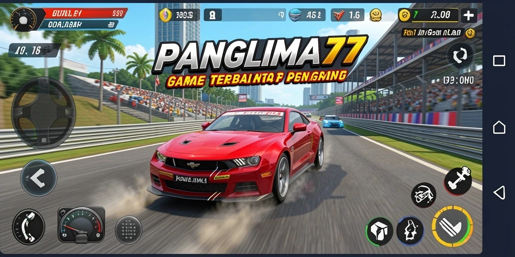 Screenshot dari PANGLIMA77 menunjukkan momen balap yang mendebarkan.