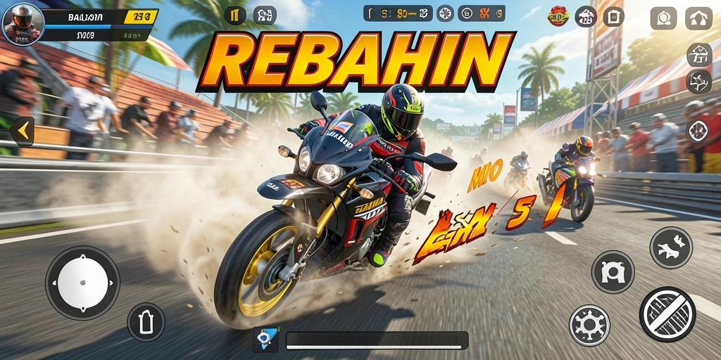 Gameplay seru balapan motor di REBAHIN.