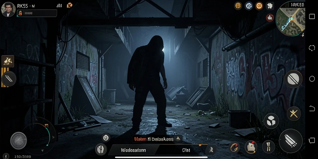 Screenshot utama RK55 menampilkan suasana mencekam dalam gameplay Horror.