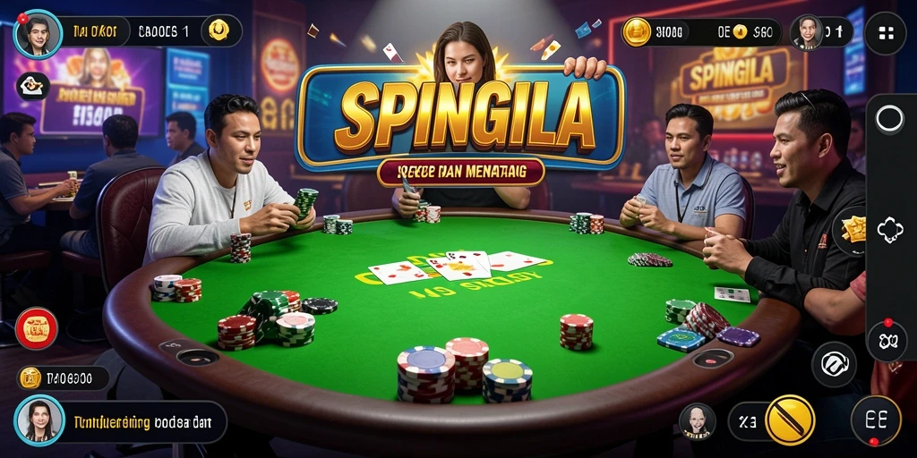 Tampilan gameplay Poker yang menegangkan dan interaktif di SPINGILA.